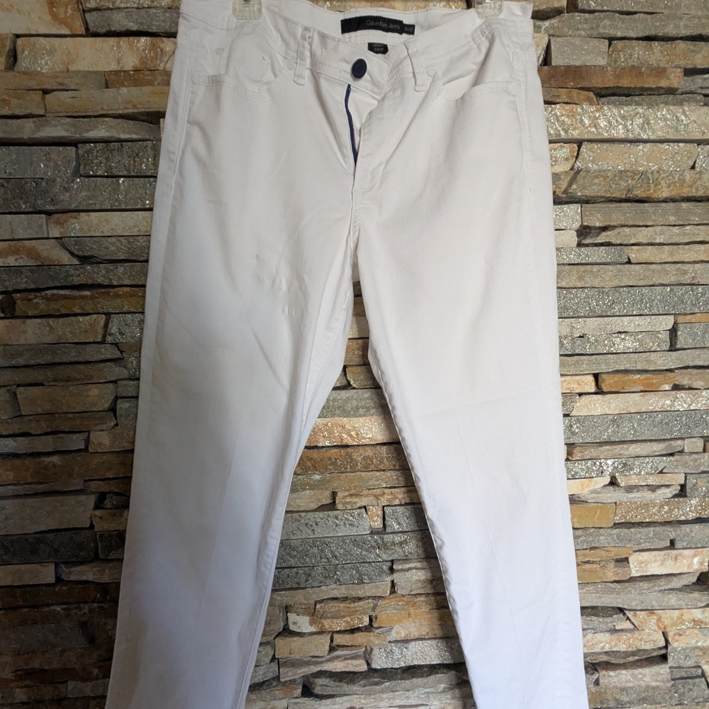 Calvin Klein Collection White Straight Leg Pants